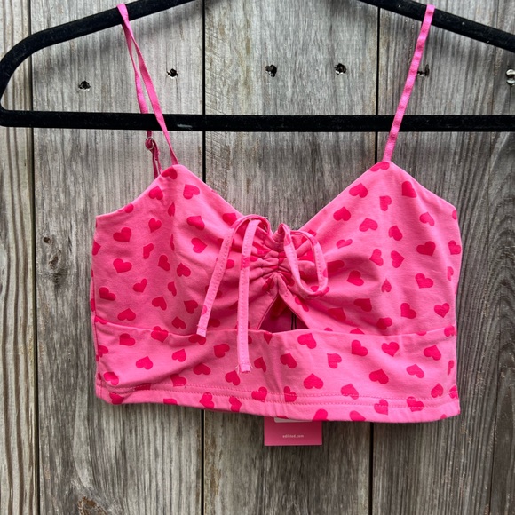 EDIKTED Heart Crop Adjustable Strap Top Women’s Small NWT NEW - Picture 3 of 10